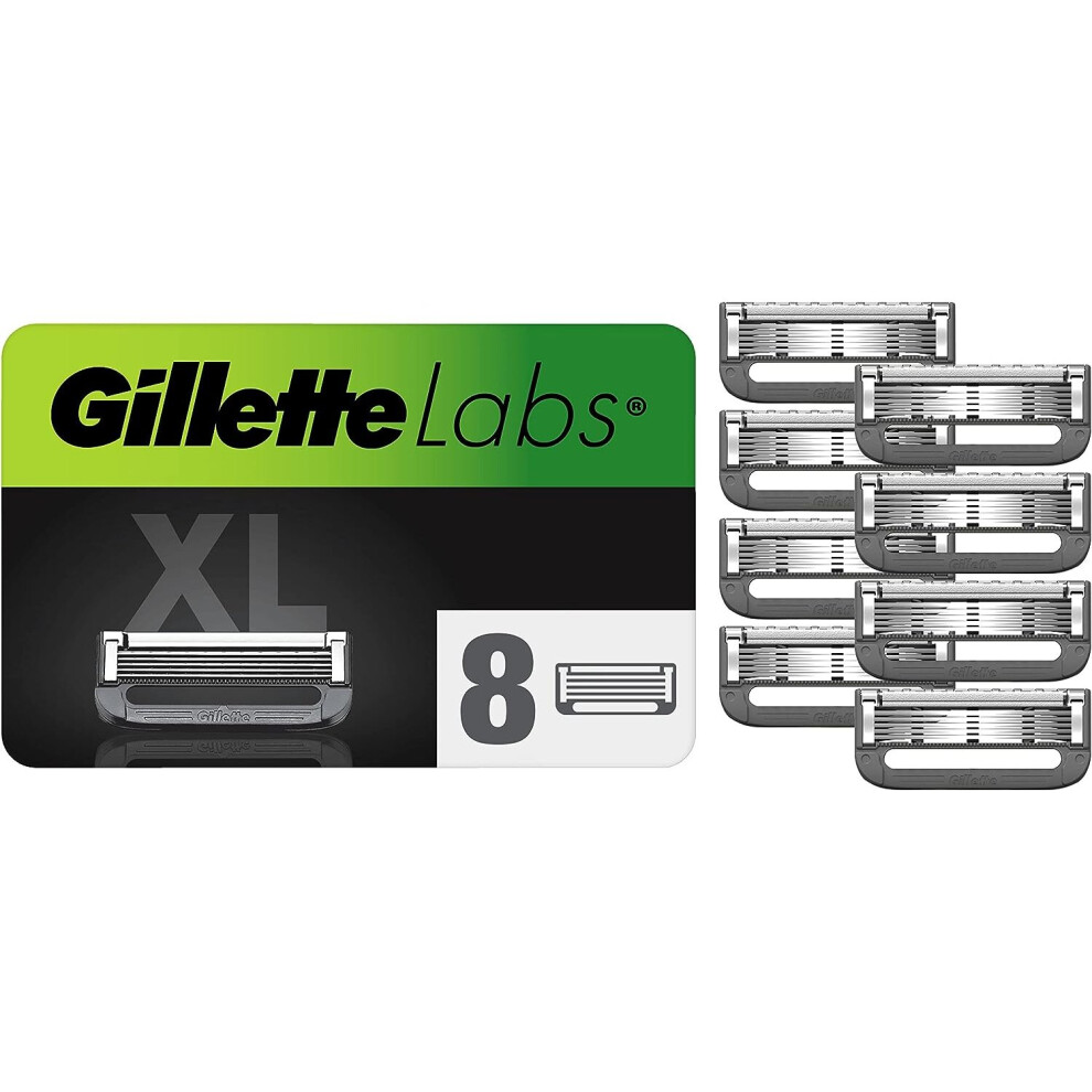 Gillette Labs with Exfoliating Bar and Heated Razor Blades, 8 Refills