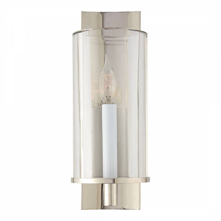 Truffaut Single Sconce in Polished Nickel with Crystal