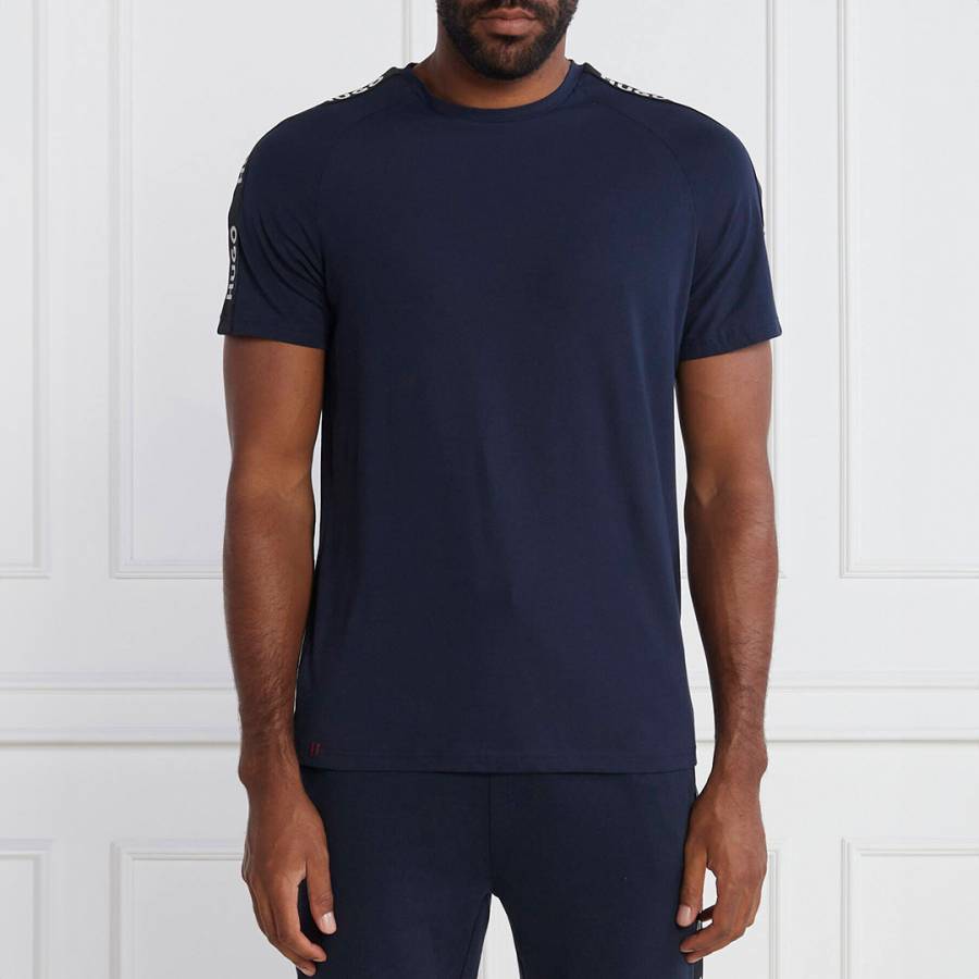 Dark Blue Sporty Cotton Blend T-Shirt