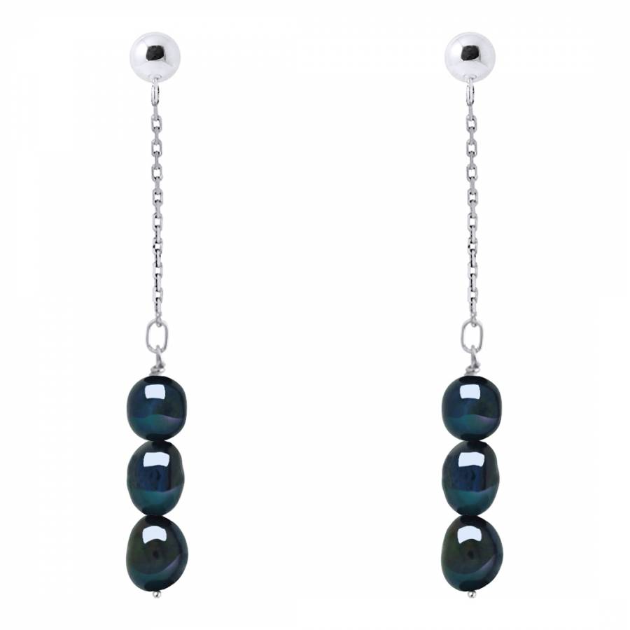 Black Hanging Freshwater Pearls Earrings 6-7mm
