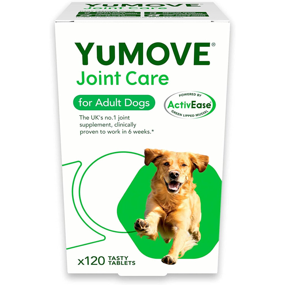 YuMOVE Adult Dog | Joint Supplement for Adult Dogs, with Glucosamine, Chondroitin, Green Lipped Mussel | Aged 6 to 8 | 120 Tablets,Package may vary