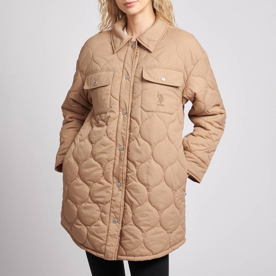 Beige Quilted Overshirt
