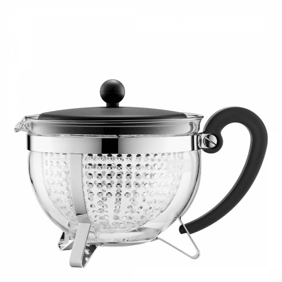 Black Glass Teapot with Filter 1.3L 44oz