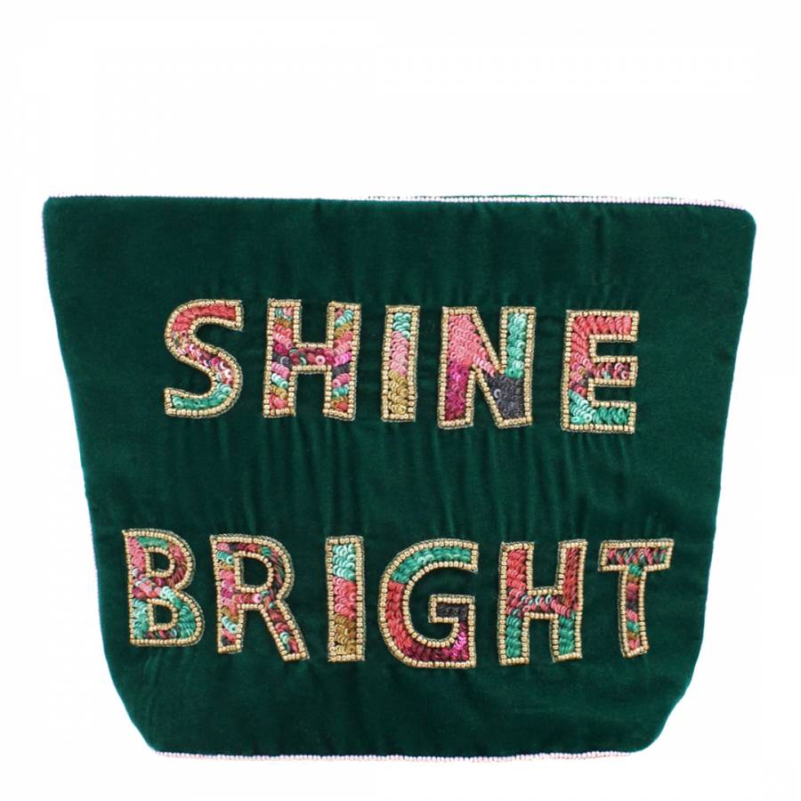 Green Shine Bright Letters Make Up Bag