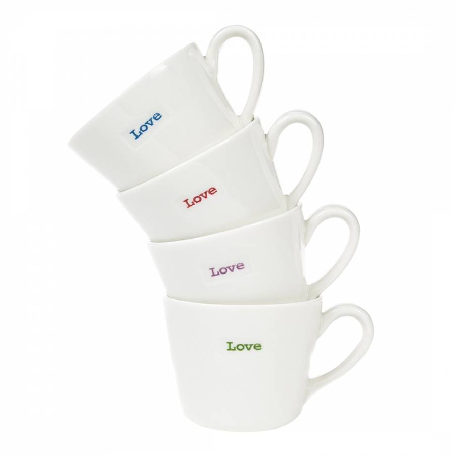 Set of 4 Espresso Cups - Love in Gift Box