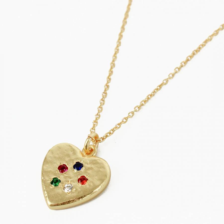 Gold Heart Gem Studded Necklace