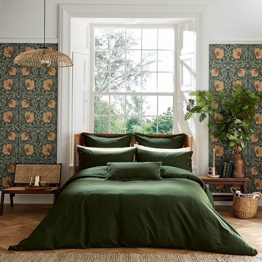 Linen Cotton Kingsize Duvet Cover Green