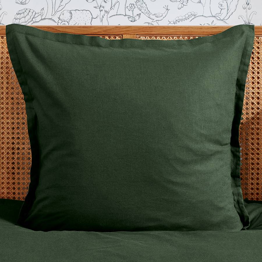 Linen Cotton Square Pillowcase Green