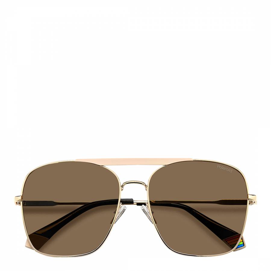 Matte Ivory Gold Square Double Bridge Sunglasses