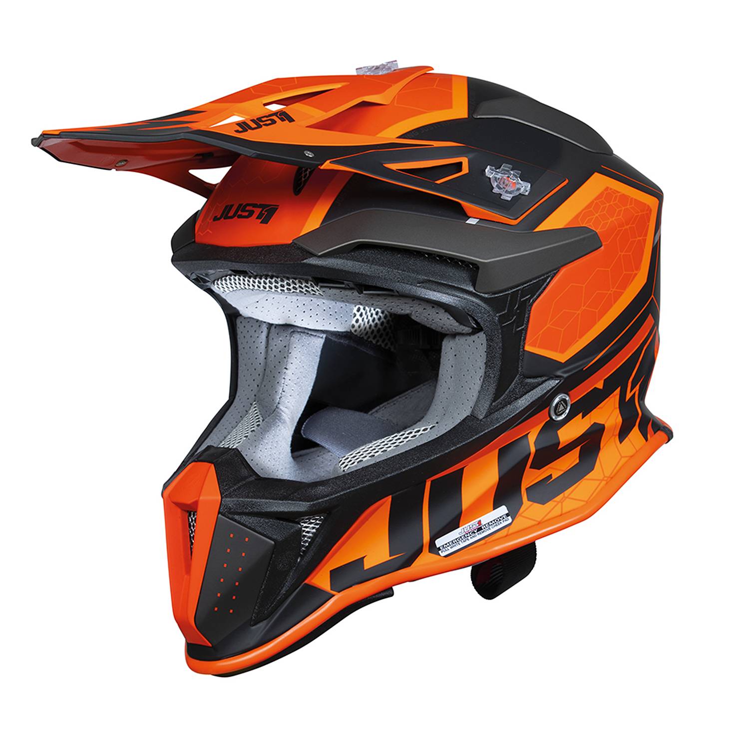 Just1 Helmet J-18F Hexa Orange Black Matt Motocross Helmet Size XS
