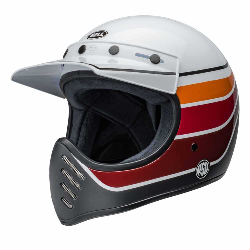 Bell Moto-3 RSD Saddleback Satin Gloss White Black Full Face Helmet Size S