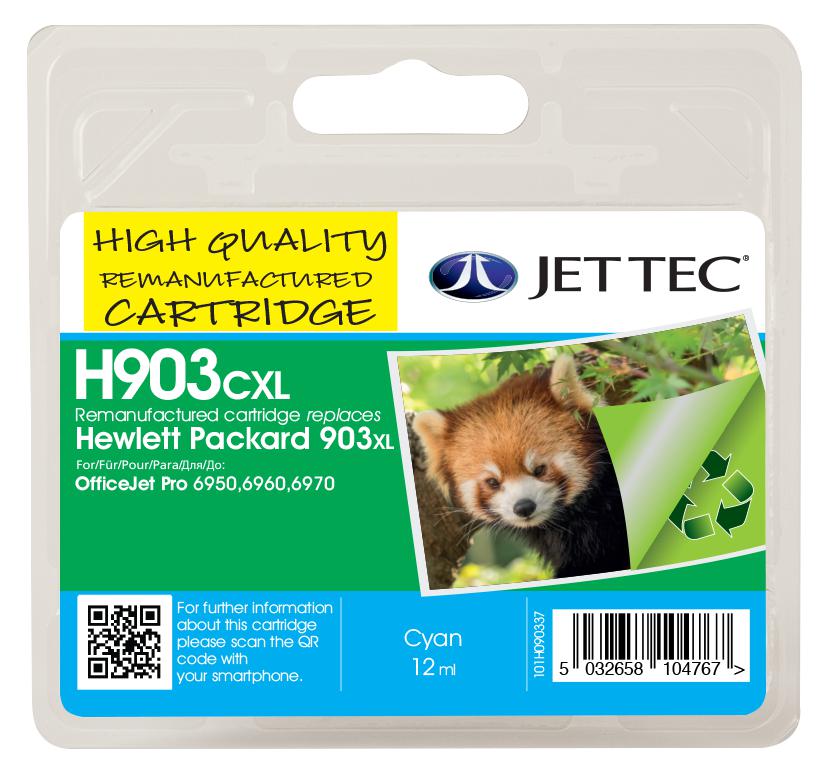 Jet Tec 101H090337 Ink Cart, Reman, Hp903Xl Cyan