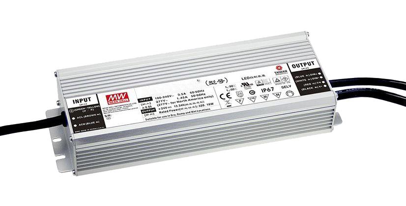 MEAN WELL Hlg-320H-24Ab Led Driver, Const Current/volt, 320.16W