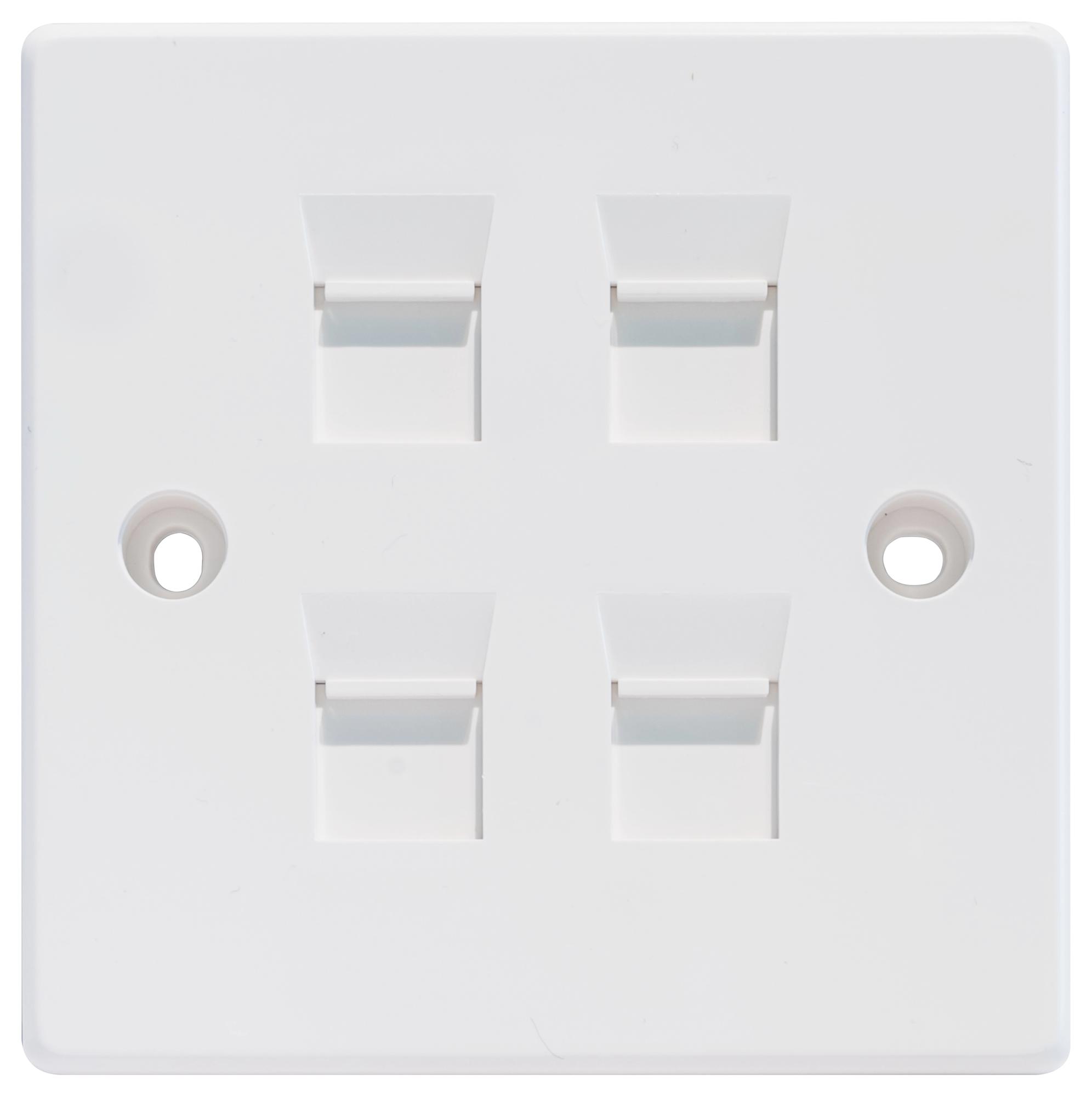 Tuk Kp-K4 Shuttered Keystone Faceplate, 3Port, Wht