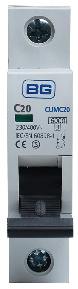 Bg Electrical Cumc20-01 20A Type C Mcb, Single Pole, 6Ka