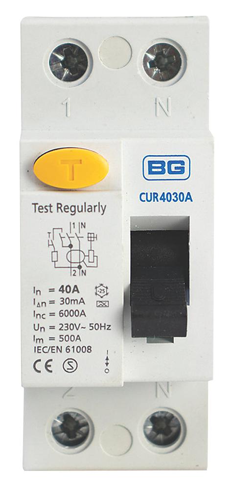 Bg Electrical Cur4030A-01 40A 30Ma Type A Rcd 2 Pole