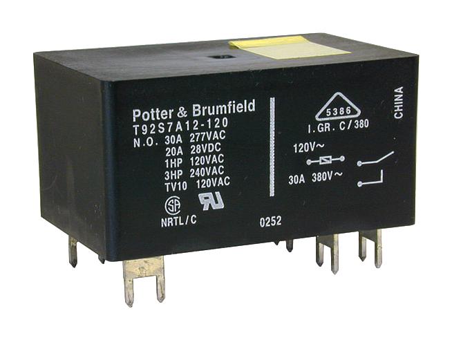 Potter & Brumfield Relays / Te Connectivity T92S7D12-24. Relay, Dpst-No, 277Vac, 28Vdc, 40A