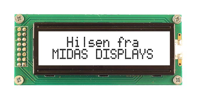 Midas Displays Mc21605B6Wm-Fptlw-V2 Lcd Module, 16 X 2, Cob, 5.23mm, Fstn