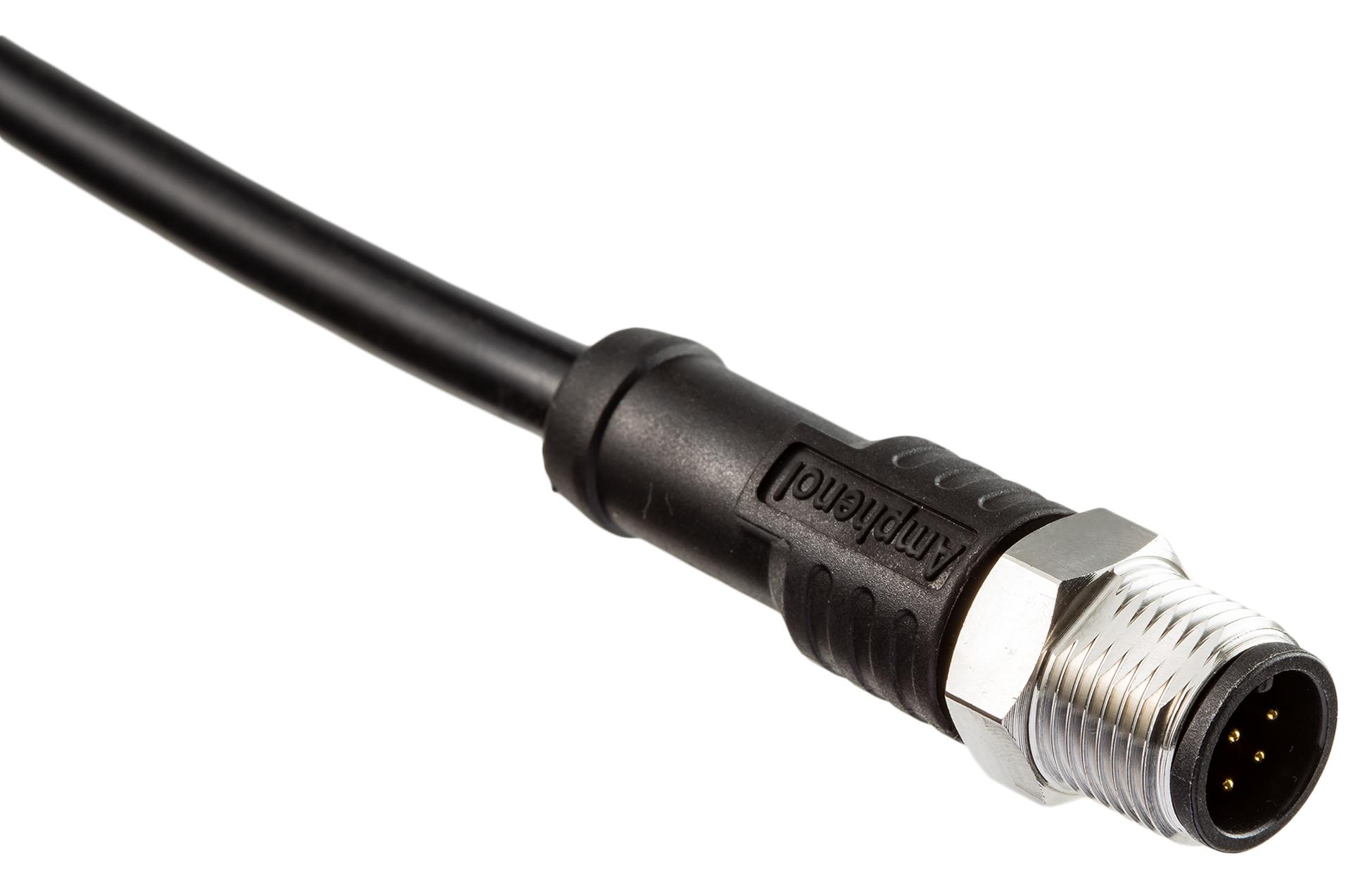 Amphenol LTW Sm12A-05Bmm-Sl8D05. Sensor Cord, 5P M12 Plug-Free End, 5M