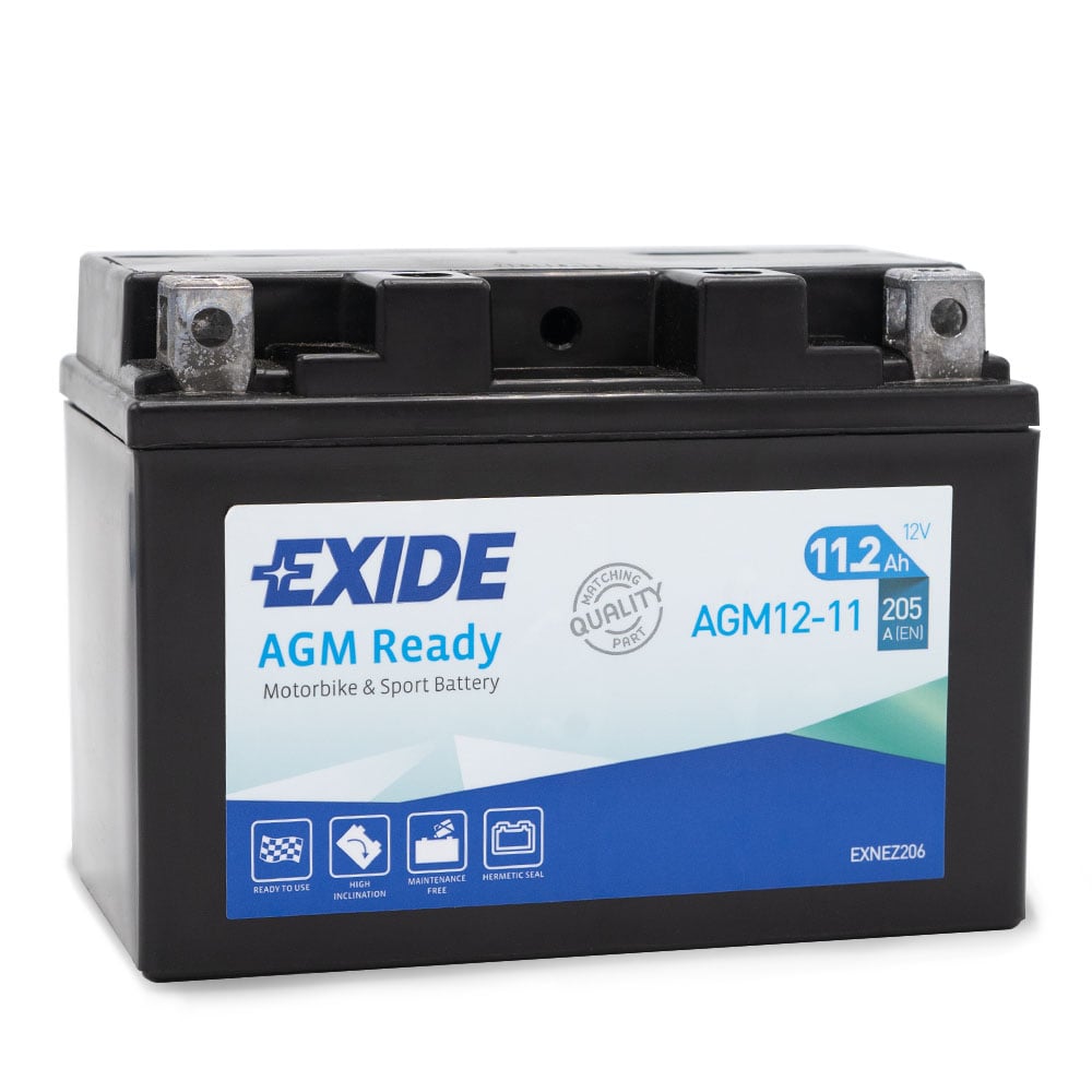 Exide AGM12-11 Maintenance free Motorcycle Battery Size