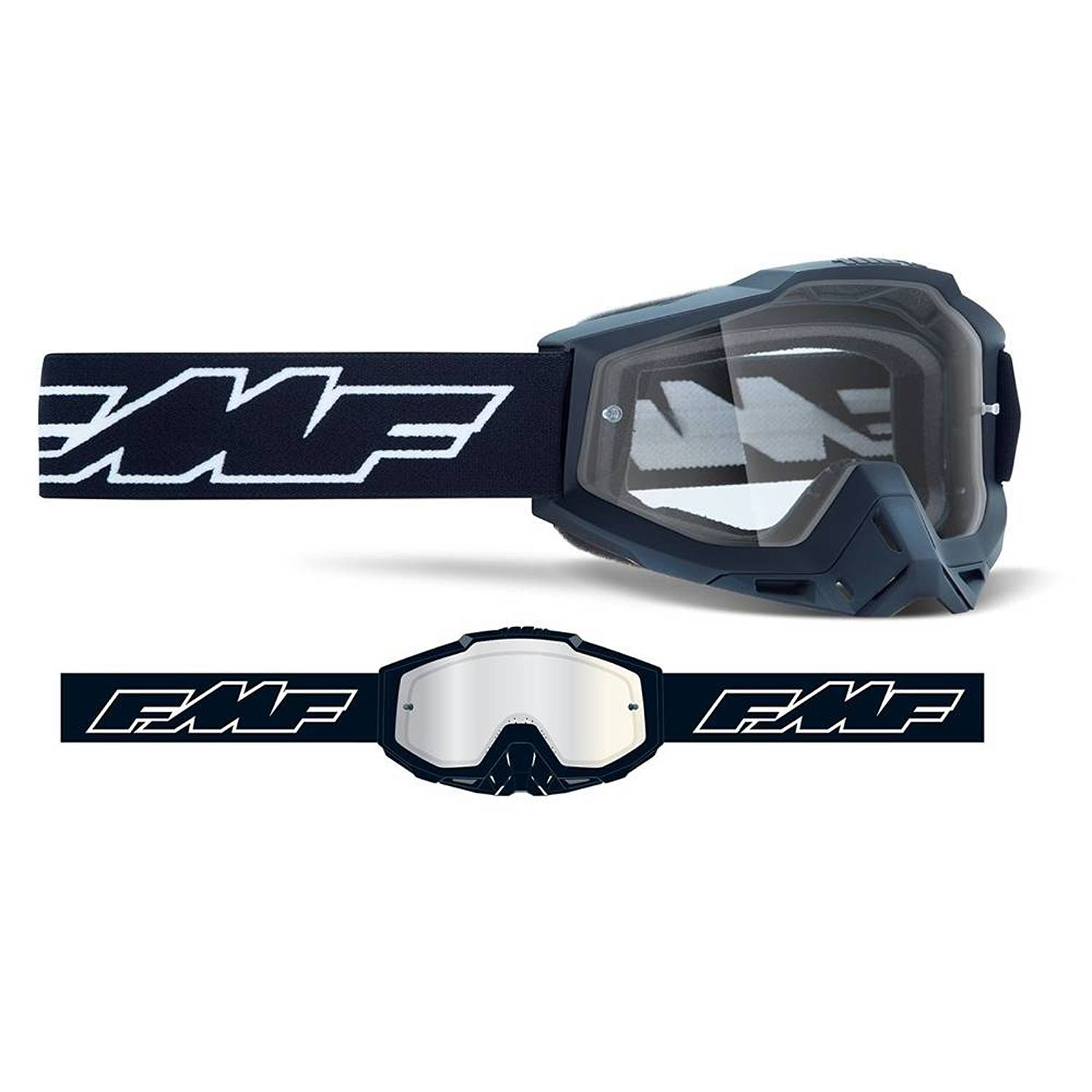 FMF Powerbomb Rocket Black Clear Goggles Size