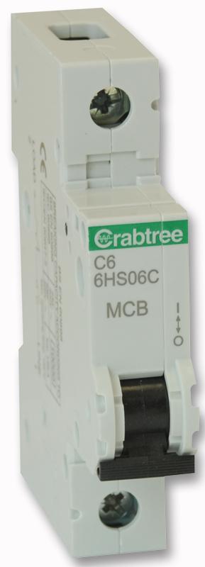 Crabtree 6Hs06C 6A Sp Mcb C Curve 10Ka - Each
