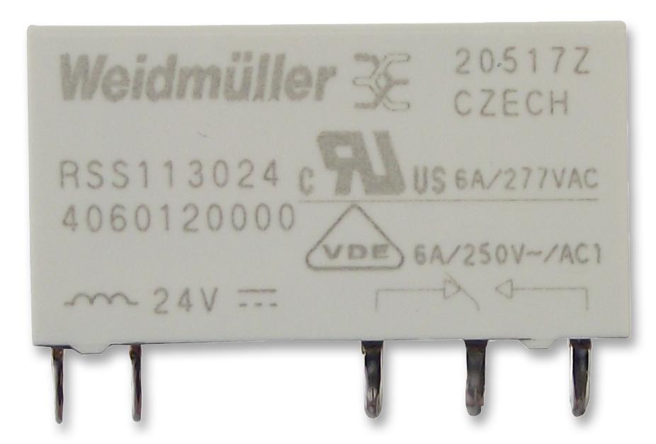 Weidmuller 1454430000 Power Relay, Spdt, 24Vdc, 6A, Tht