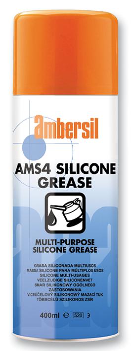Ambersil Ams4 Silicone Grease, 400Ml Lubricant, Grease, Aerosol, 400Ml