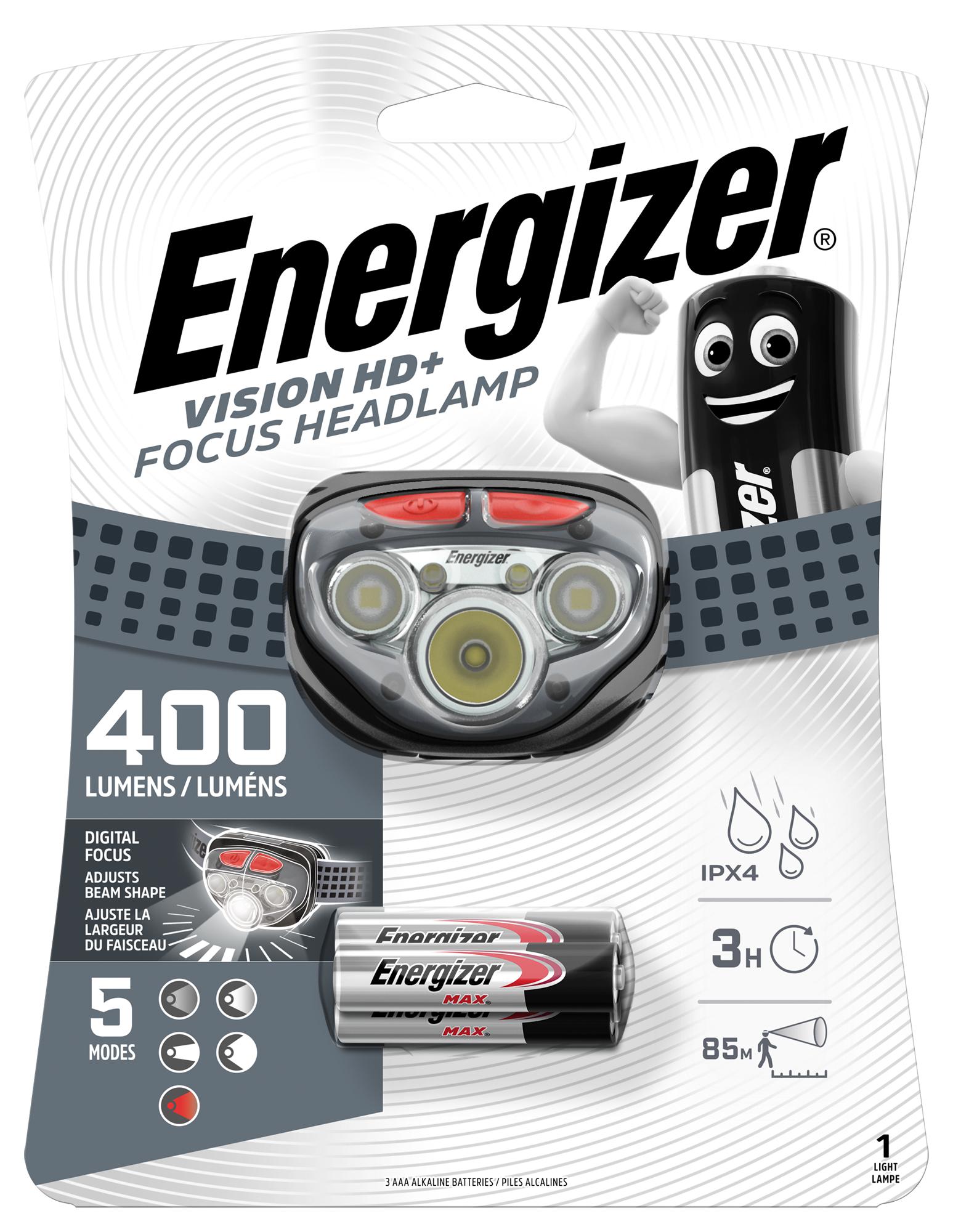 Energizer E300280702 Head Light, 400Lm, 85M/led, 3 X Aaa Batt