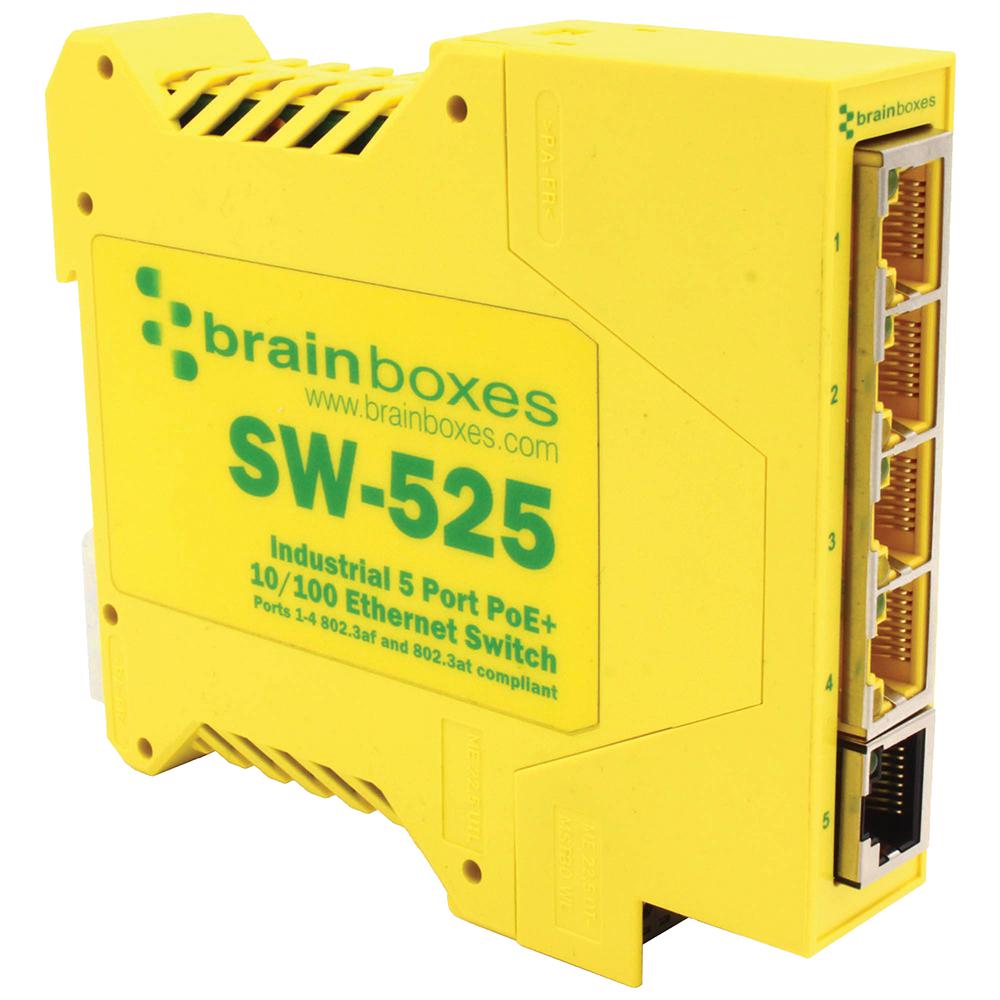 Brainboxes Sw-525 Poe+ Ethernet Switch, Rj45 X 5