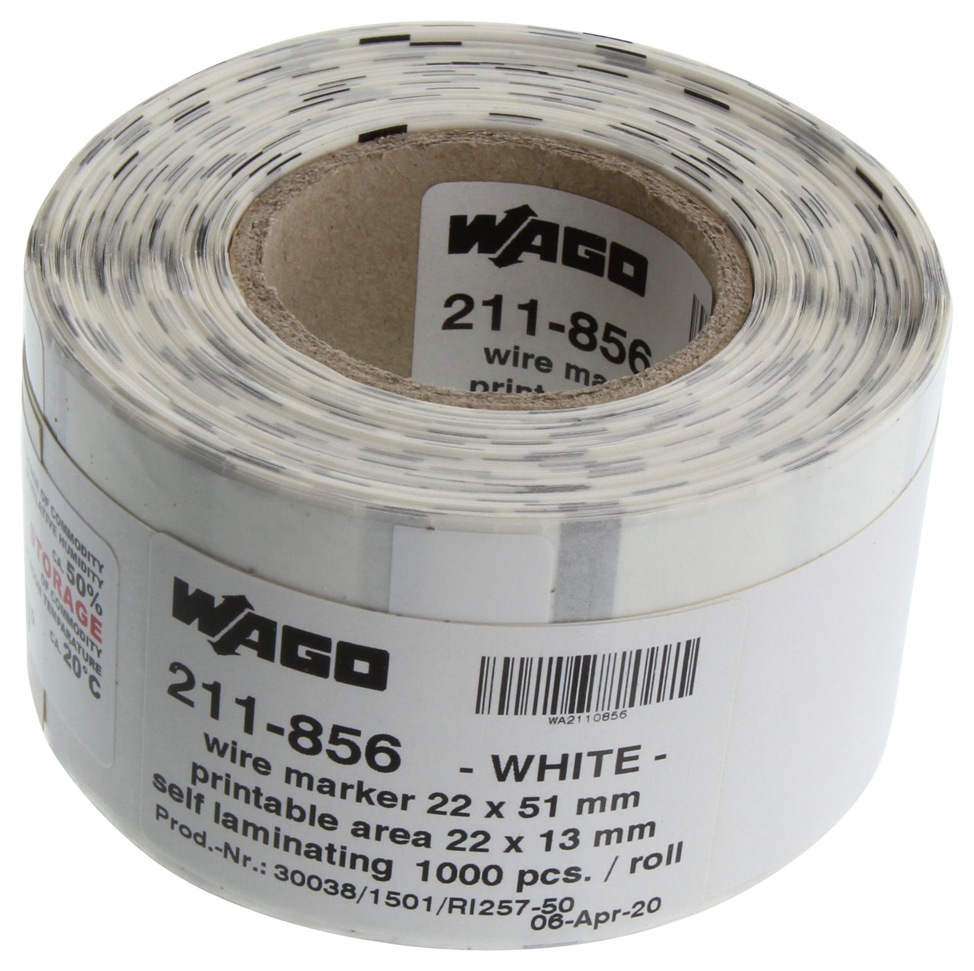 WAGO 211-856 Label, 22 X 15mm, Pvc, White