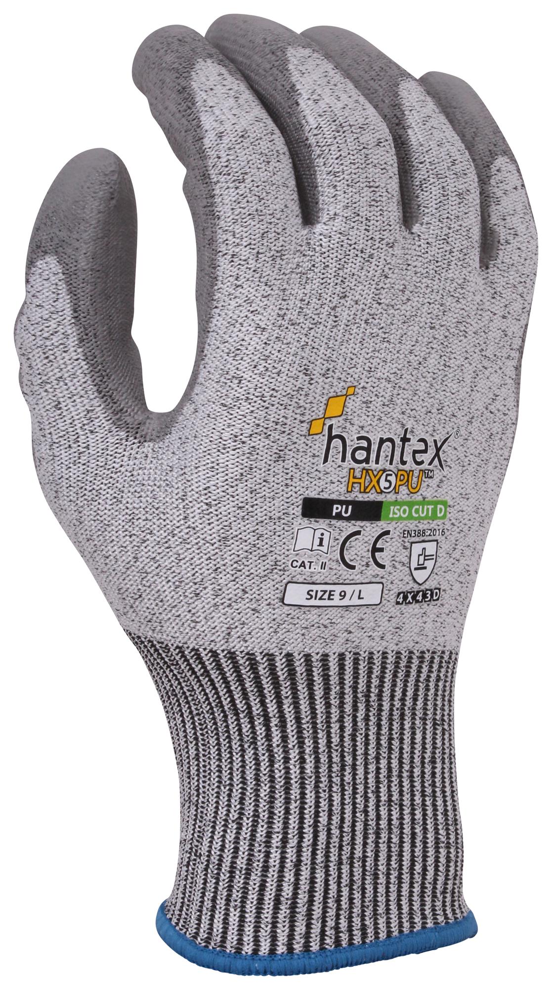 Uci G/hantex-Hx5/pu/10 Gloves, Hppe, Grey, Xl