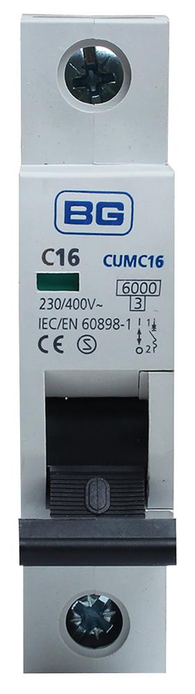 Bg Electrical Cumc16-01 16A Type C Mcb, Single Pole, 6Ka