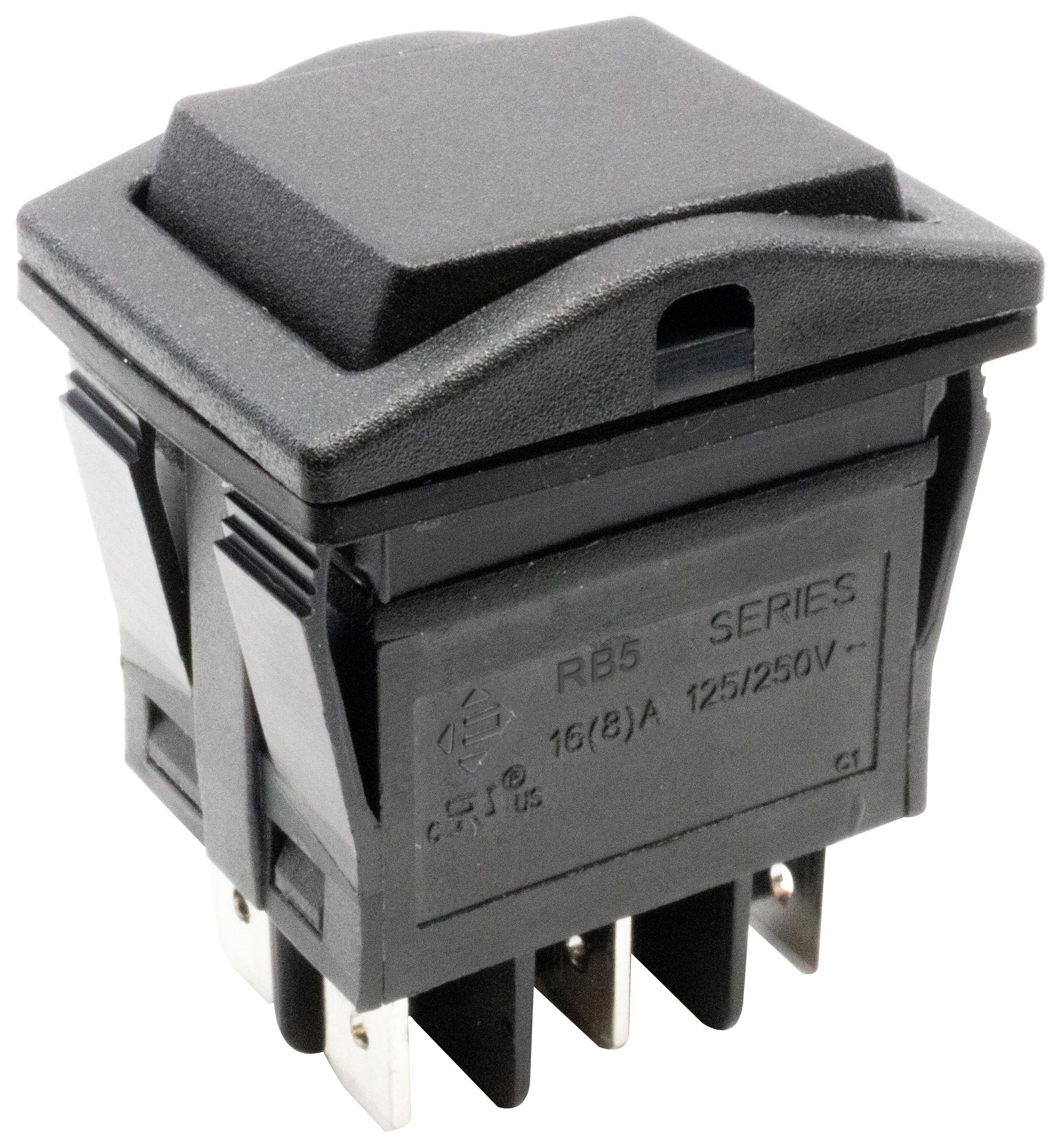 E-Switch Rb546A1100-136 Rocker Switch, Dpdt, 16A, 250Vac, Panel
