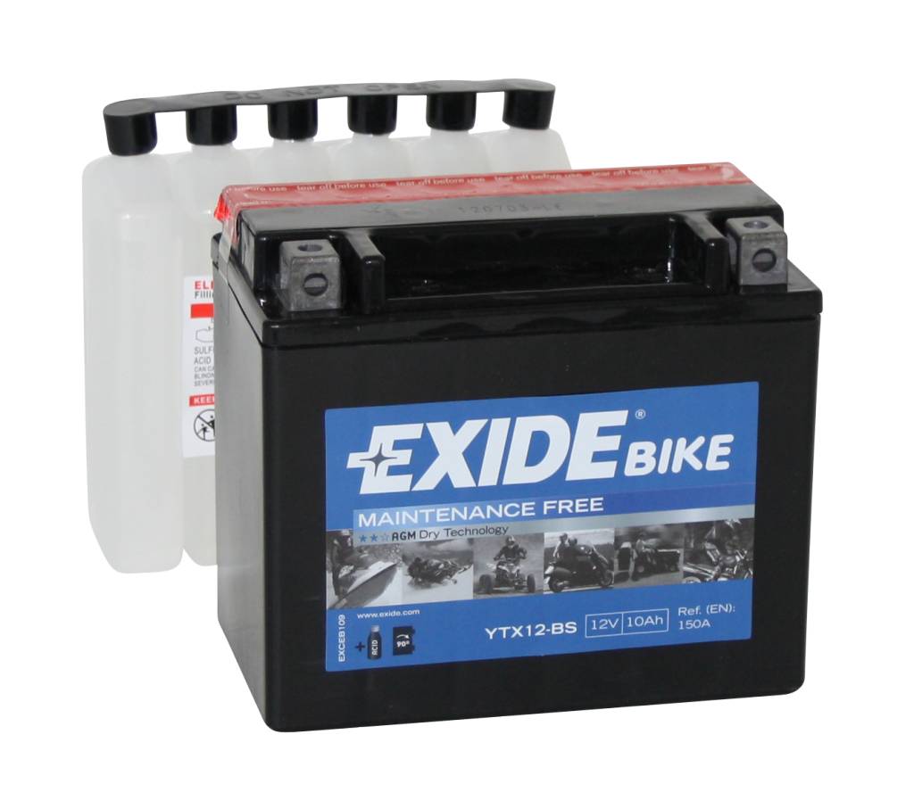 Exide ETX12-BS Maintenance free Motorcycle Battery Size
