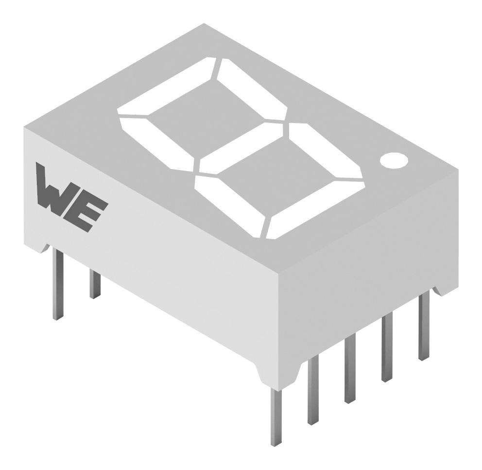 WÃ¼rth Elektronik 157136V12801 7-Seg Display, Comm Anode, Grn, 46Mcd