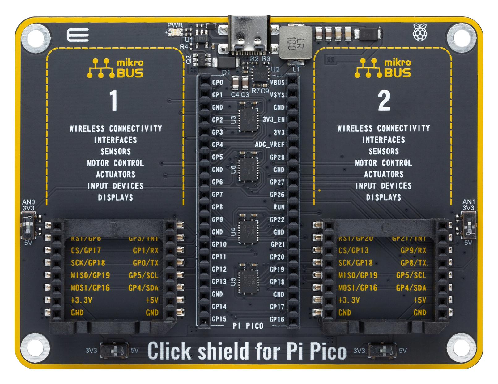 MikroElektronika Mikroe-4985 Click Shield, Raspberry Pi Pico