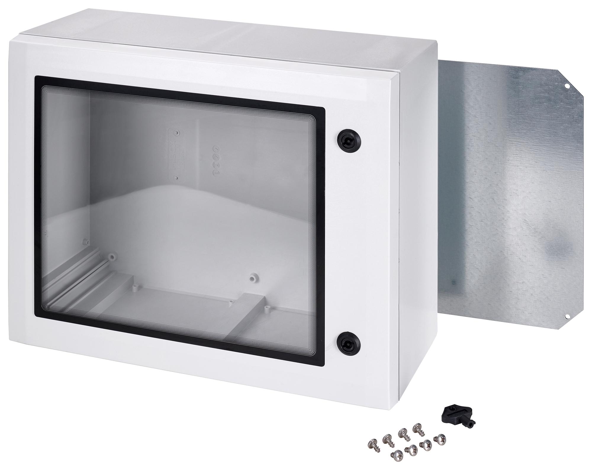 Fibox Arca 406021W Enclosure W/window, Multipurpose, Gry/pc