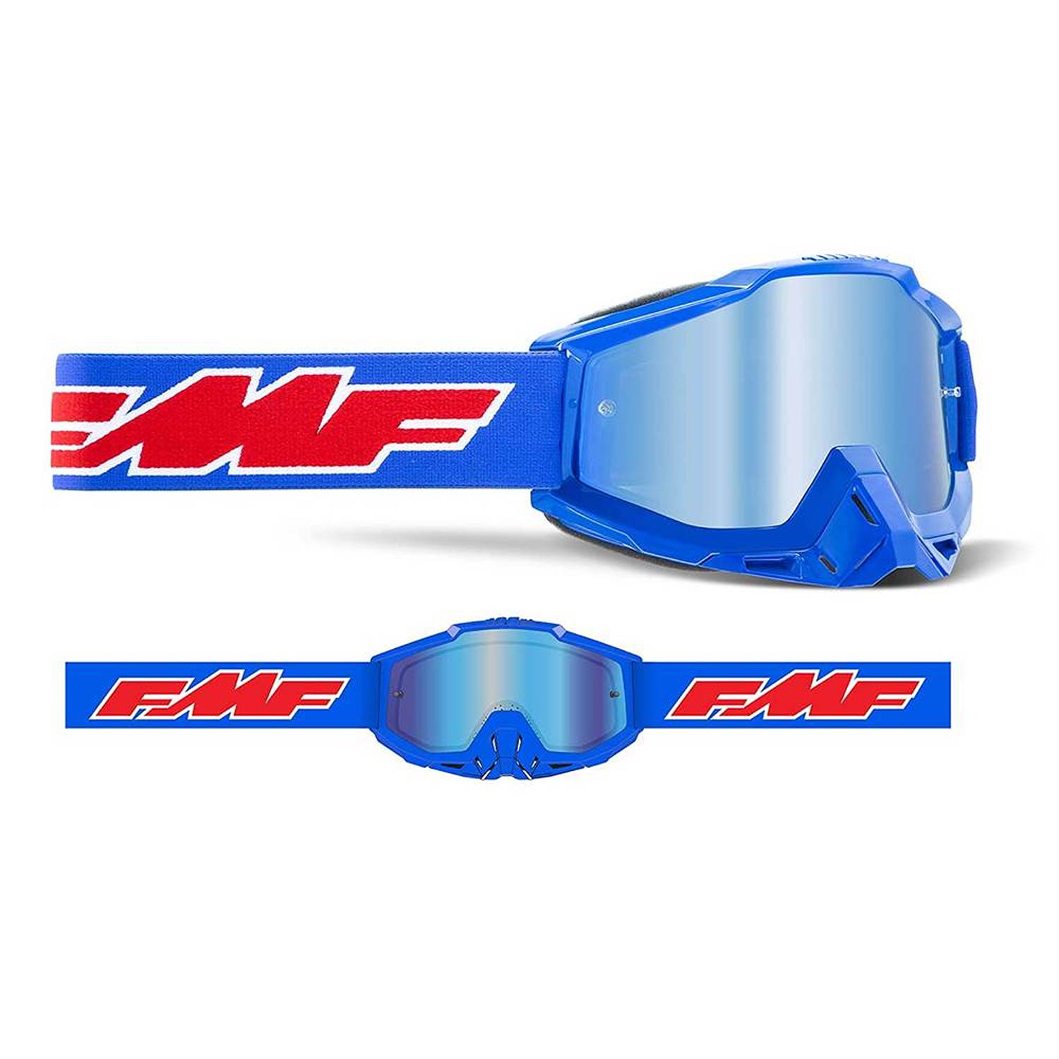 FMF Powerbomb Rocket Blue Mirror Blue Goggles Size