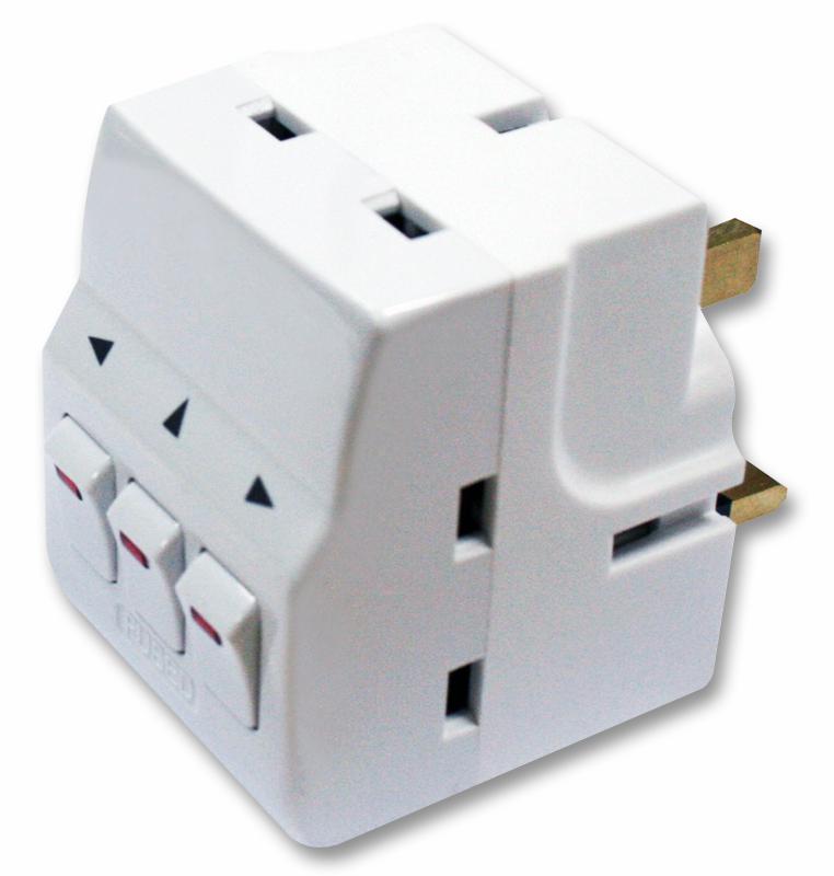 Masterplug Mswg3 Travel Adapter, 230V, 13A, Wht