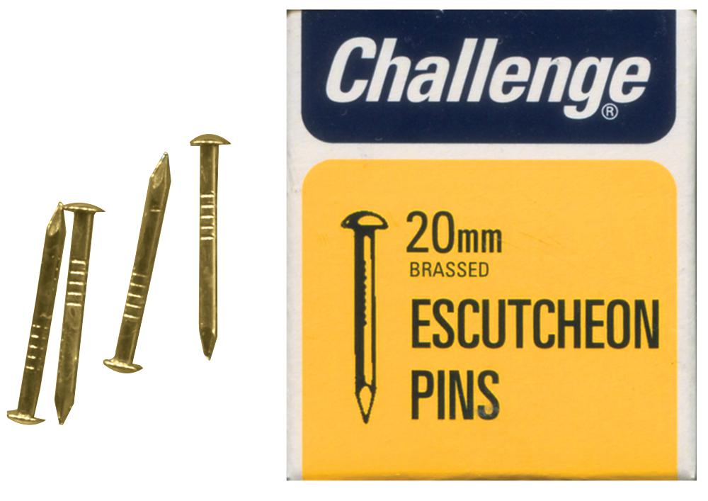 Challenge 11409 Escutcheon Pins Brassed, 20mm (40G)