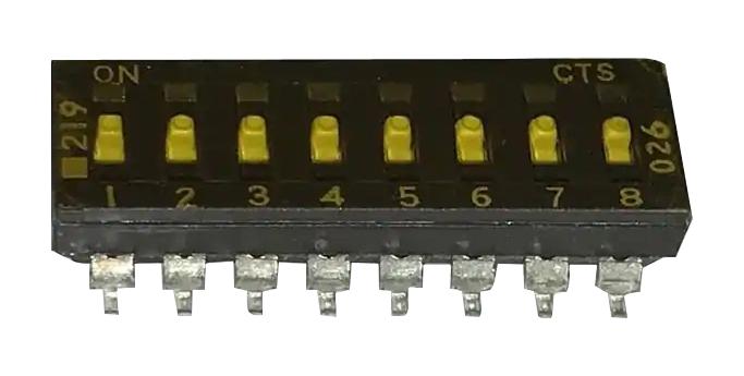 Cts 219-8Lpst Dip Switch, 0.1A, 50Vdc, 8Pos, Smd