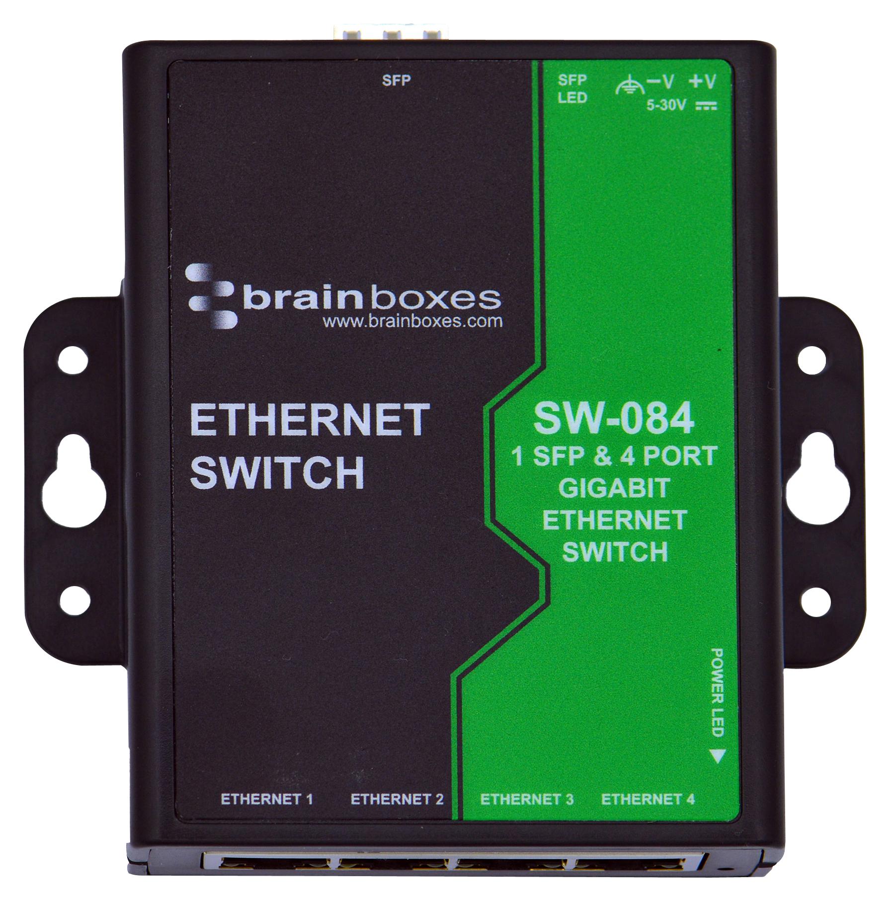 Brainboxes Sw-084 Ethernet Switch, 10Mbps, 100Mbps, 1Gbps
