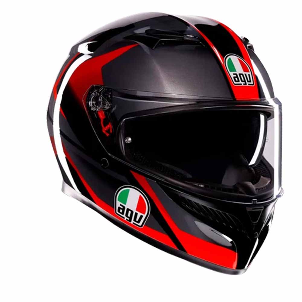 AGV K3 E2206 Mplk Striga Black Grey Red Full Face Helmet Size L