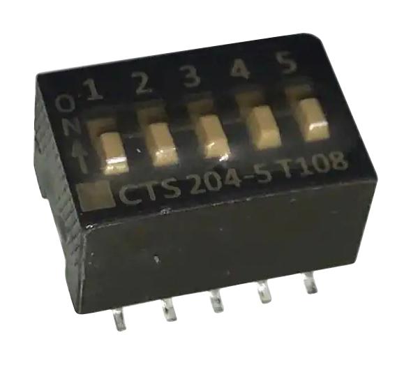 Cts 204-5St Dip Switch, 0.1A, 50Vdc, 5Pos, Smd