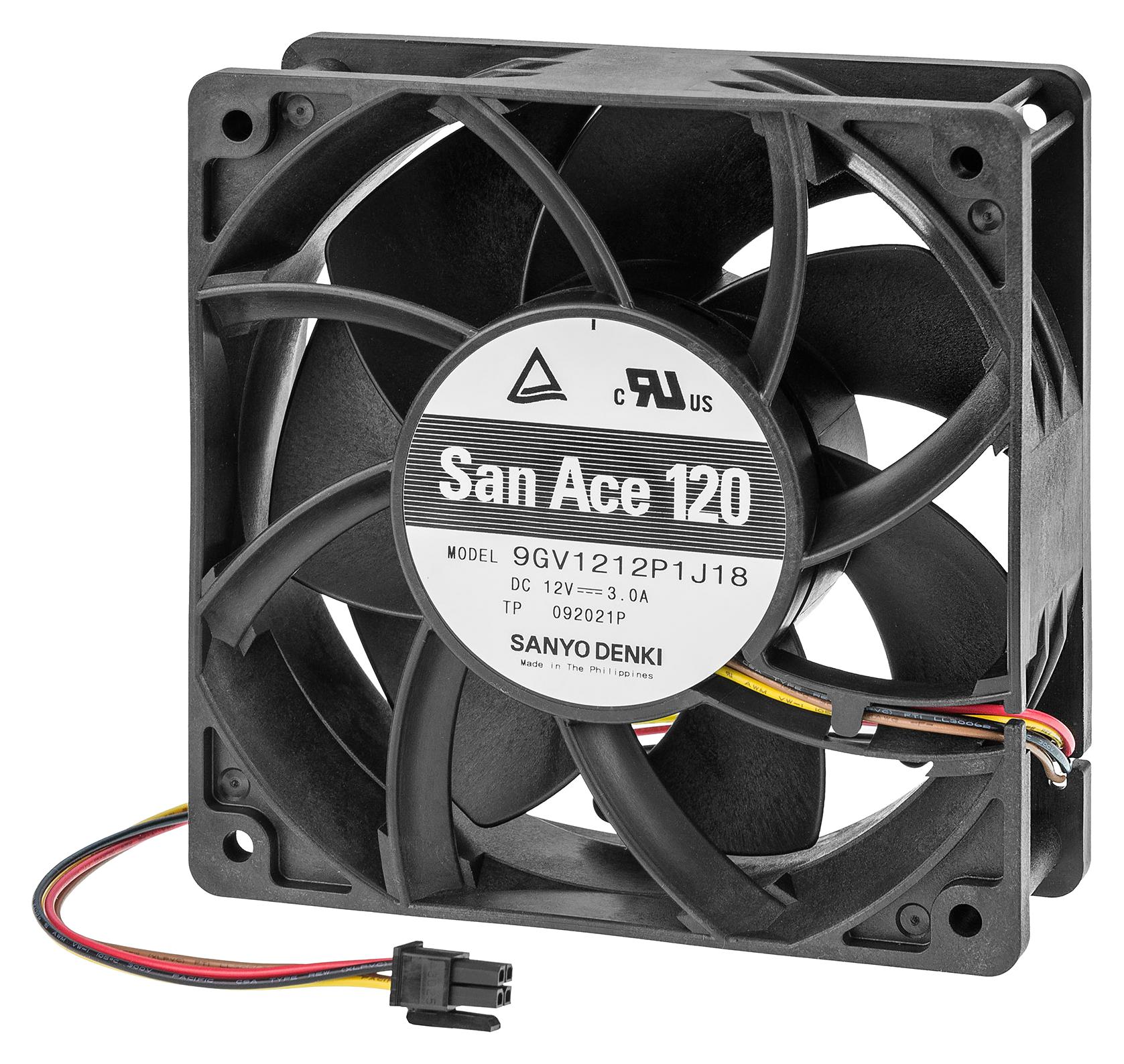 Sanyo Denki 9Gv1224P1J22 Axial Fan, 120mm, 24Vdc, 224Cfm, 64Dba