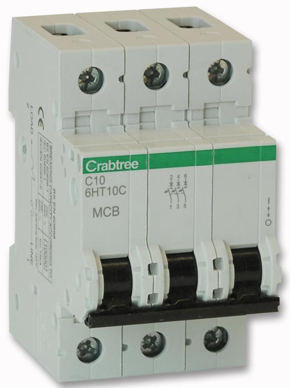 Crabtree 6Ht10C 10A Tp Mcb C Curve 10Ka - Each