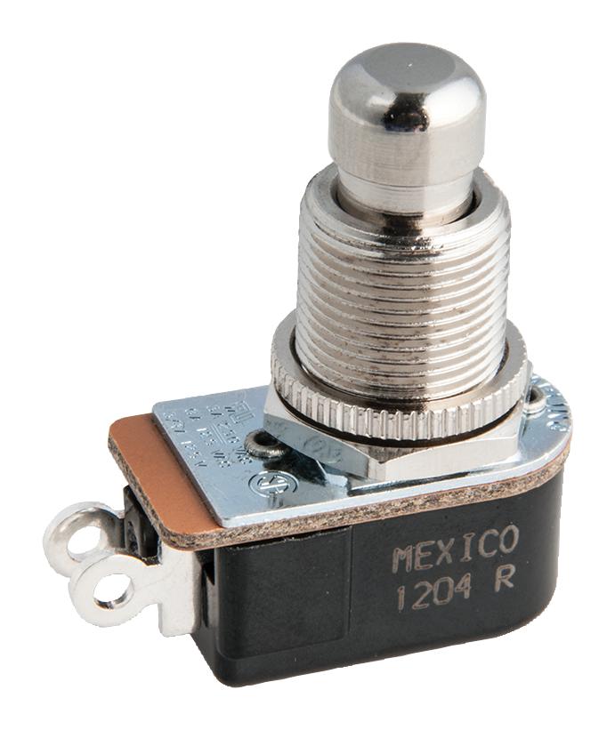 Carling Technologies P26L-1D-Rnd Mtl Switch, Pushbutton, Spst, 6A, 250V