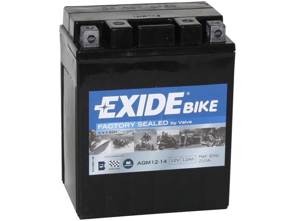 EXIDE AGM12-14 Maintenance free Motorcycle Battery Size
