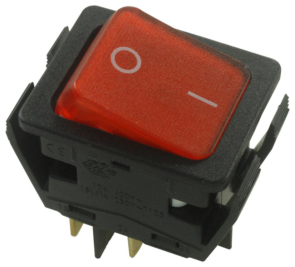 Arcolectric (Bulgin) C6053Alnae Switch, Dpst, Red Ill, I/o, Splashproof